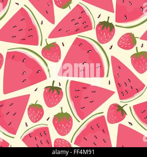 Wassermelone Scheiben nahtlose Muster Stock Vektor