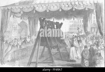 Frankreich 4 Glocken für die Kathedrale von Notre Dame, Paris 1856. Illustrierte London News Stockfoto