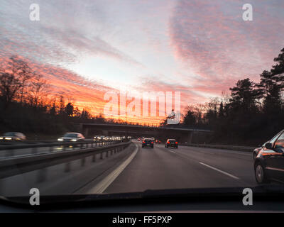 Fahren auf deutschen Autobahnen Stockfoto