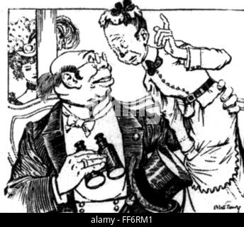 Medizin, Karikatur, 'Doktor, eine Dame fühlt sich im Bauch unwohl - entschuldigen Sie, ich bin Spezialist für die Oberteile', Zeichnung von Abel Faivre (1867 - 1945), um 1905, Zusatzrechte-Clearenzen-nicht vorhanden Stockfoto