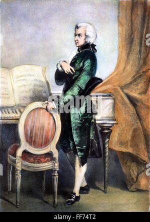 WOLFGANG AMADEUS MOZART /n(1756-1791). Österreichischer Komponist. Lithographie, 19. Jahrhundert. Stockfoto