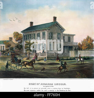 ABRAHAM LINCOLN nach Hause /nIn Springfield, Illinois. Lithographie, c1865, von Louis Prang. Stockfoto