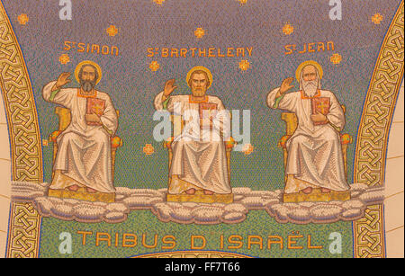 JERUSALEM, ISRAEL - 3. März 2015: Das Mosaik der Apostel in der Kirche von St. Peter in Gallicantu. Stockfoto