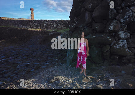 Pianist Mahani Teave, Eastern Island 2015 Stockfoto