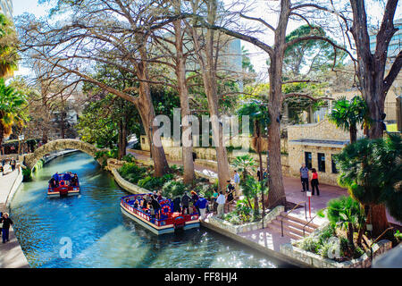 Ausflugsschiff River Walk San Antonio Stockfoto