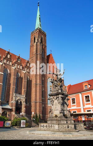 Stiftskirche des Heiligen Kreuz und St. Bartholomäus in Wroclaw/Breslau, Polen. Stockfoto