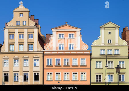 Bunte barocken Fassaden der Salz Square von Wroclaw, Polen. Stockfoto
