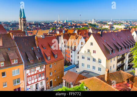 Nürnberg, alte Stadt Skyline. Stockfoto