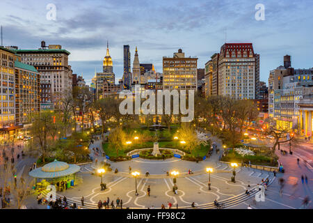 Skyline von New York City, USA am Union Square in Manhattan. Stockfoto