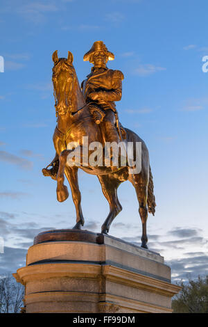 George Washington Reiterstandbild im Public Garden in Boston, Massachusetts. Stockfoto