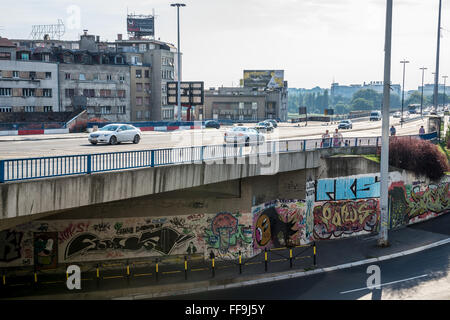 Branko Brücke über den Fluss Sava in Belgrad, Serbien Stockfoto