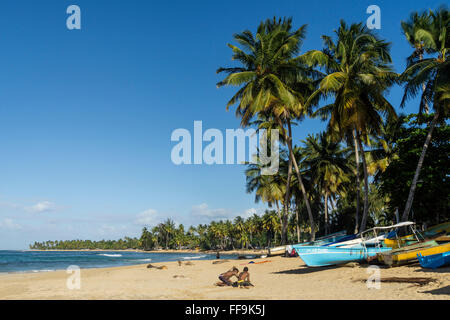 Strand von Las Terrenas, Panorama, Dominikanische Republik Stockfoto