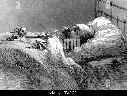 NAPOLEON III (1808-1873) Kaiser des Zweiten Kaiserreichs auf dem Sterbebett Stockfoto