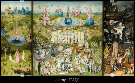 Der Garten der irdischen Freuden Triptychon Panel Gemälde von Hieronymus Bosch Stockfoto