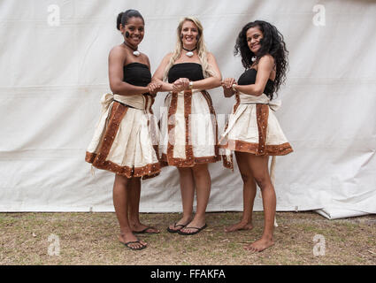 Publikum von pazifischen Inseln anzeigen Interpreten im März-Jahrestreffen am Pasifika Festival, Auckland, Neuseeland Stockfoto