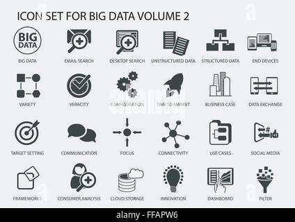 Big-Data Vektor Icon set im flat design Stock Vektor