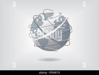 Vektor-Illustration Globus mit gepunkteten Weltkarte Stock Vektor