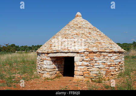 Runde Steinhaus, Kažuni in Vodnjan, Istrien, Kroatien Stockfoto