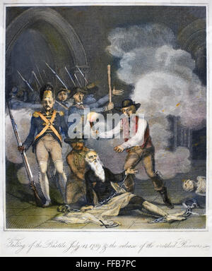 FRANZÖSISCHE REVOLUTION, 1789. /nThe Storming der Bastille, 14. Juli 1789. Kupferstich, Englisch, 1816. Stockfoto