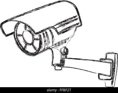 Schwarz / weiß Überwachung Kamera (CCTV) Warnzeichen Stock Vektor