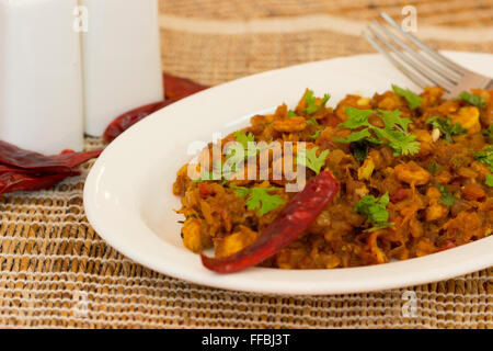 Goa ist bekannt für seine Meeresfrüchte und Goan Chili Garnelen ist ein Rühren gebraten Gericht in dem mit viel Chili Garnelen gekocht werden. Stockfoto