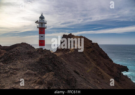 Punta de Teno Leuchtturm, Teneriffa, Kanarische Inseln, Spanien Stockfoto