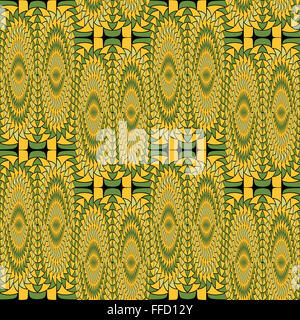 Geometrische Sonnenblumen-Muster komplett mit Dreiecken. Geometrische digitale Kunst. Stockfoto