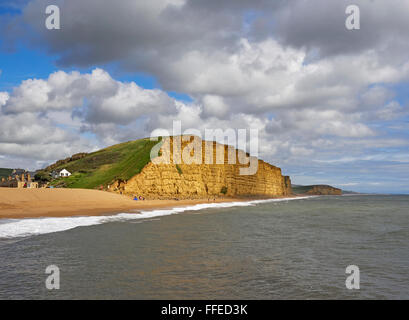 Dorset West Bay Jurassic Coast Chesil Beach und Osten Klippen Stockfoto