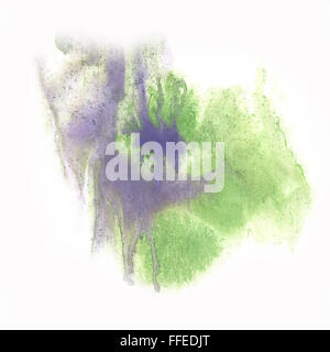 Tinte abstrakt grüne Aquarell Fleck Splash Aquarell isoliert auf weißem Hintergrund Stockfoto