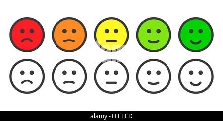Emoji Icons für Rate der Grad der Kundenzufriedenheit Stockfoto