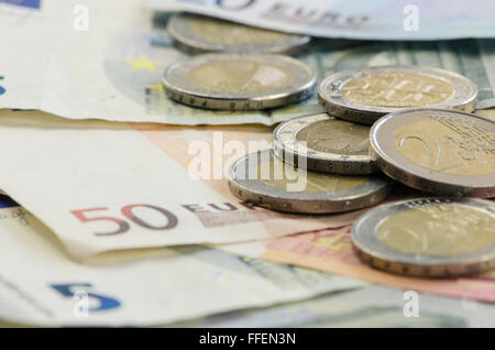 Banknoten und Münzen Bild detail Stockfoto