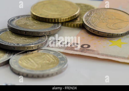 Banknoten und Münzen Bild detail Stockfoto