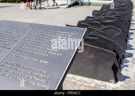 Denkmal für die ermordeten Mitglieder des Reichstags Stockfoto