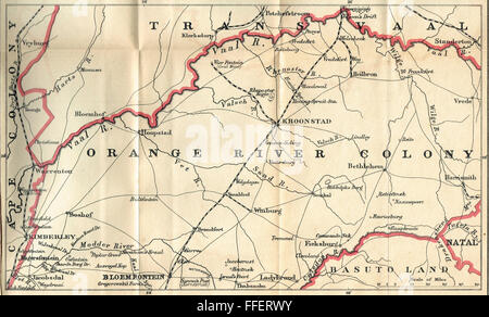 Burenkrieg Karte Orange River Colony 1901 Stockfoto