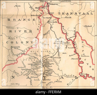 Burenkrieg Karte Nord Natal 1901 Stockfoto
