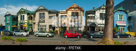 Sechs Schwestern Gebäude Panorama, Marine Parade, Napier, Hawkes Bay, Neuseeland Stockfoto