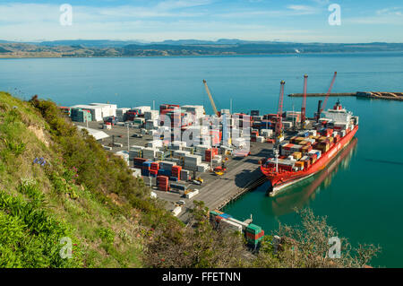 Der Hafen von Bluff Hill Lookout, Napier, Hawkes Bay, Neuseeland Stockfoto