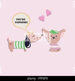 Zwei süße französische Hunde verliebt Stock Vektor