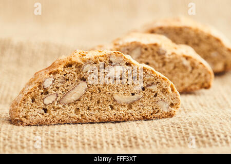 Cantucci hautnah. Typische italienische cookies Stockfoto