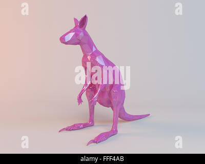 3D Rosa low-Poly-Tier in eine weiße Bühne mit hohen Render-Qualität verwendet werden, als Logo, Medaille, Symbol, Form, emblem Stockfoto