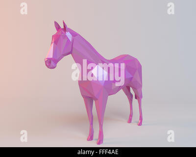 3D Rosa low-Poly-Tier in eine weiße Bühne mit hohen Render-Qualität verwendet werden, als Logo, Medaille, Symbol, Form, emblem Stockfoto