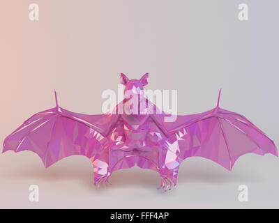 3D Rosa low-Poly-Tier in eine weiße Bühne mit hohen Render-Qualität verwendet werden, als Logo, Medaille, Symbol, Form, emblem Stockfoto