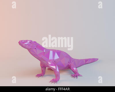 3D Rosa low-Poly-Tier in eine weiße Bühne mit hohen Render-Qualität verwendet werden, als Logo, Medaille, Symbol, Form, emblem Stockfoto