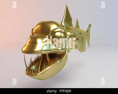 Golden 3D Tier in einer Phase mit hoher Render-Qualität verwendet werden, als Logo, Medaille, Symbol, Form, Symbol, Symbol, Geschäft, Stockfoto