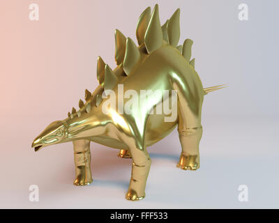 Golden 3d Dinosaurier im Inneren eine weiße Bühne Stockfoto