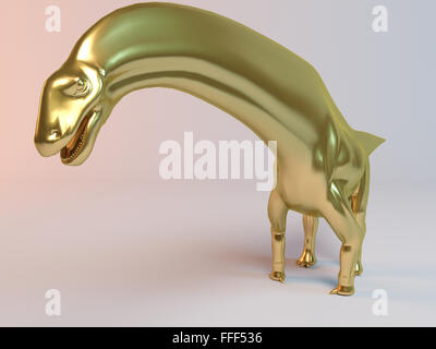 Golden 3d Dinosaurier im Inneren eine weiße Bühne Stockfoto