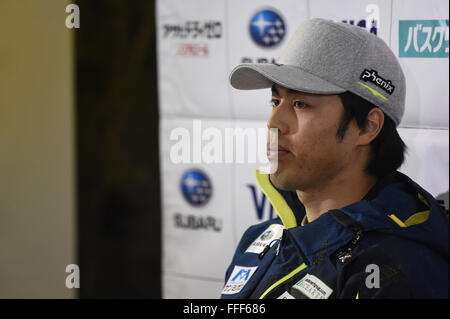 Yuzawa-Machi, Niigata, Japan. 12. Februar 2016. Tomoya Ishii (JPN) Ski Alpin: FIS Alpine Ski-Men es World Cup Yuzawa Naeba Naeba Ski Resort in Yuzawa-Machi, Niigata, Japan. Bildnachweis: AFLO SPORT/Alamy Live-Nachrichten Stockfoto