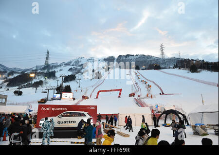 Yuzawa-Machi, Niigata, Japan. 12. Februar 2016. Gesamtansicht Ski Alpin: FIS Alpine Ski Herren Welt Cup Yuzawa Naeba, Vorschau Naeba Ski Resort in Yuzawa-Machi, Niigata, Japan. Bildnachweis: AFLO SPORT/Alamy Live-Nachrichten Stockfoto