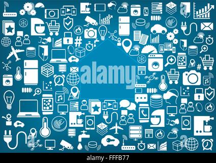 Home-Automation-Vektor-Illustration und angeschlossene Geräte Stock Vektor