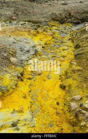 Schwefel Ablagerungen, Vulkaninsel White Island, Bay of Plenty, New Zealand Stockfoto